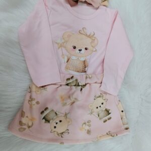 Conjunto Feminino Body e Saia Rosa