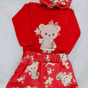 Conjunto Feminino Body e Saia Vermelho